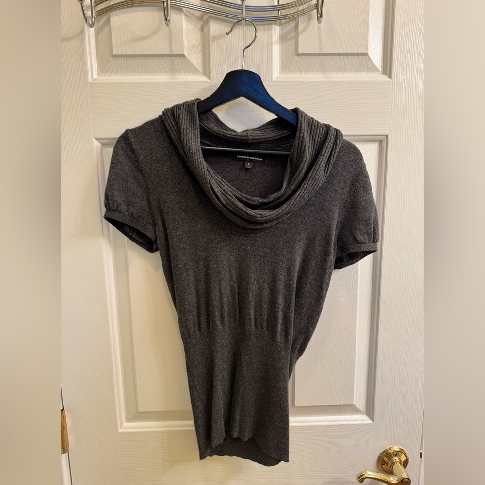 Express Dark Gray Cowl Neck Sweater